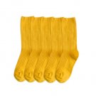 Anyfootwear 5 Pairs Yellow Socks, Size 36–43, Cotton, Retro Long Knit, Autumn Winter
