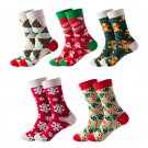 ANYSOX 5 Pairs One Size 5-11 Mixed Color Set Christmas Socks Cotton
