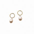 ANYCO Fashion Earrings Gold 925 Sterling Silver Hoop Twist Hanging Natural Baroque Pearl Drop
