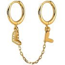 ANYCO Fashion Earrings Gold 925 Sterling Silver Unique Love Heart Chain Charm Ear Buckle Jewelry