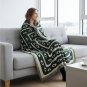 Anycozy Faux Cashmere Throw Blanket Green Snake Pattern 130x160cm