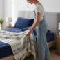 Anycozy Navy Blue King Size Mattress Cover Crystal Velvet Quilted Plush Soft Warm