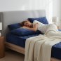 Anycozy Navy Blue King Size Mattress Cover Crystal Velvet Quilted Plush Soft Warm