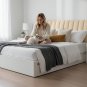 Anycozy Off-White Quilted Velvet Headboard Cover 160x70cm Soft Plush Bed Protector