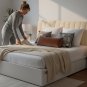 Anycozy Off-White Quilted Velvet Headboard Cover 160x70cm Soft Plush Bed Protector