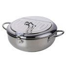Anygleam Stainless Steel Frying Pan with Thermometer Tempura Fryer Kitchen Tool Anygleam Stainless Steel Frying Pan with Thermometer Tempura Fryer Kitchen Tool