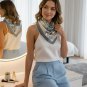 Anyyou Womenâs Grey Beige Floral Silk Scarf Square Shawl for Spring, Summer & Fall
