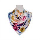 Anyyou Women’s White Floral Silk Scarf Square Shawl for Spring, Summer & Fall