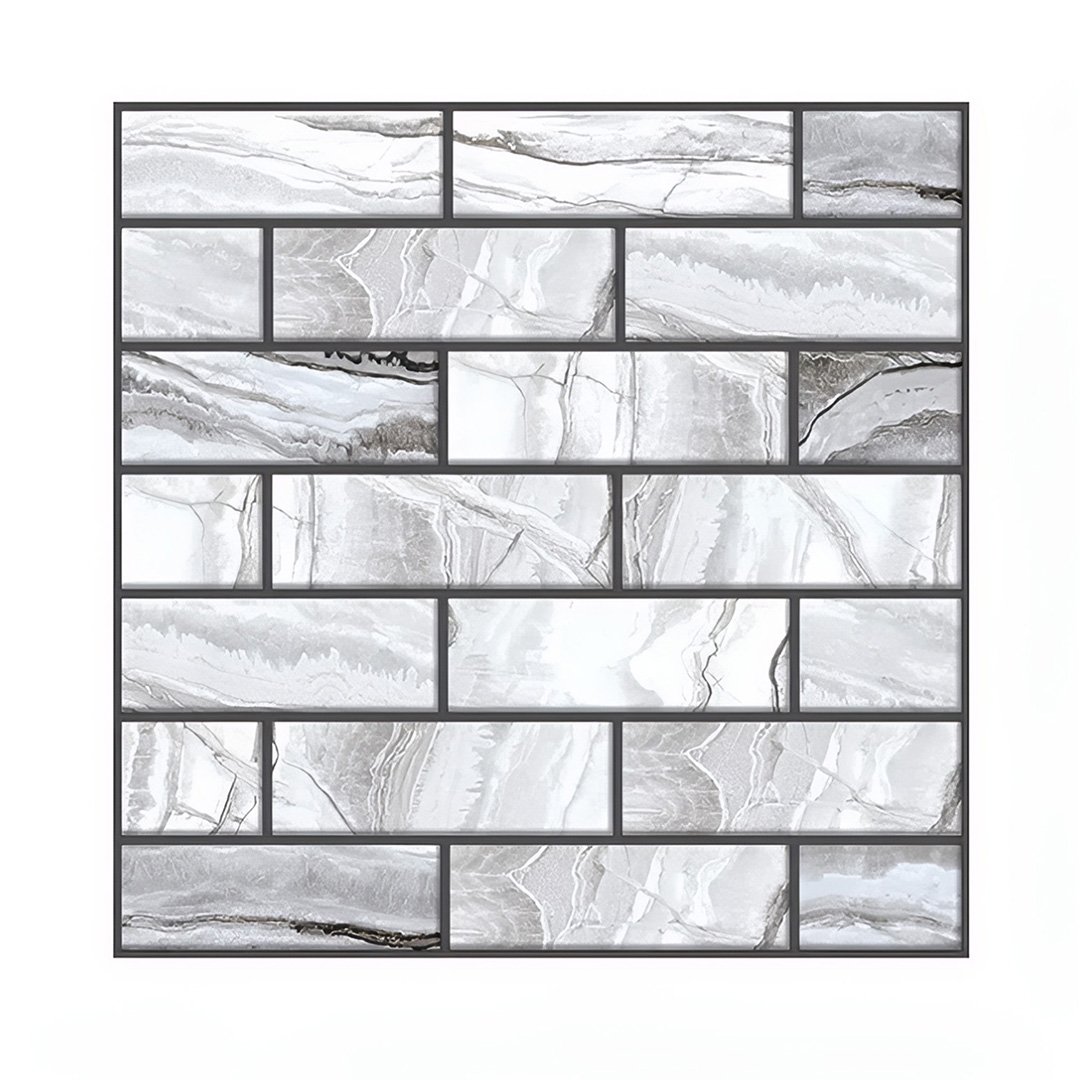 ANYHOUZ 10pcs Self Adhesive Vinyl Wall Tile Grey Marble Waterproof
