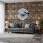 ANYHOUZ 10pcs Vinyl Wall Tile Brown Floral Sun Pattern Waterproof