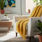Anycozy Yellow Faux Cashmere Throw Blanket Sofa Cover 127x172cm