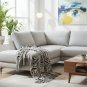 Anycozy Black Faux Cashmere Throw Blanket Water Wave Tassel Soft Sofa Cover 130x160cm