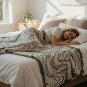 Anycozy Black Faux Cashmere Throw Blanket Water Wave Tassel Soft Sofa Cover 130x160cm