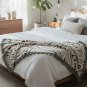 Anycozy Black Faux Cashmere Throw Blanket Water Wave Tassel Soft Sofa Cover 130x160cm