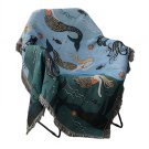 Anycozy Blue Faux Cashmere Throw Blanket Mermaid Pattern Tassel Sofa Cover 130x160cm