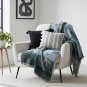 Anycozy Blue Faux Cashmere Throw Blanket Mermaid Pattern Tassel Sofa Cover 130x160cm