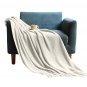 Anycozy White Knitted Waffle Throw Blanket Tassel 130x230cm