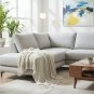 Anycozy White Knitted Waffle Throw Blanket Tassel 130x230cm