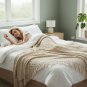 Anycozy Faux Cashmere Sofa Throw Blanket 130x230cm â Beige Plaid with Tassels