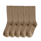 Anyfootwear 5 Pairs Khaki Retro Knitted Cotton Socks for Women & Girls, Size 36-43