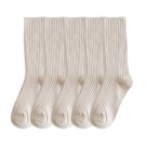 Anyfootwear 5 Pairs Beige Retro Knitted Cotton Socks for Women & Girls, Size 36-43