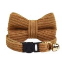 ANYWAGS Cat Collar Choco Brown Bow with Bell, Safety Buckle & Durable Strap, Large