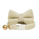 ANYWAGS Cat Collar Off White Bow with Bell, Safety Buckle & Durable Strap, Small