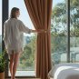 Anydrape 100cm Chocolate Wool Velvet Blackout Curtains for Living Room & Bedroom