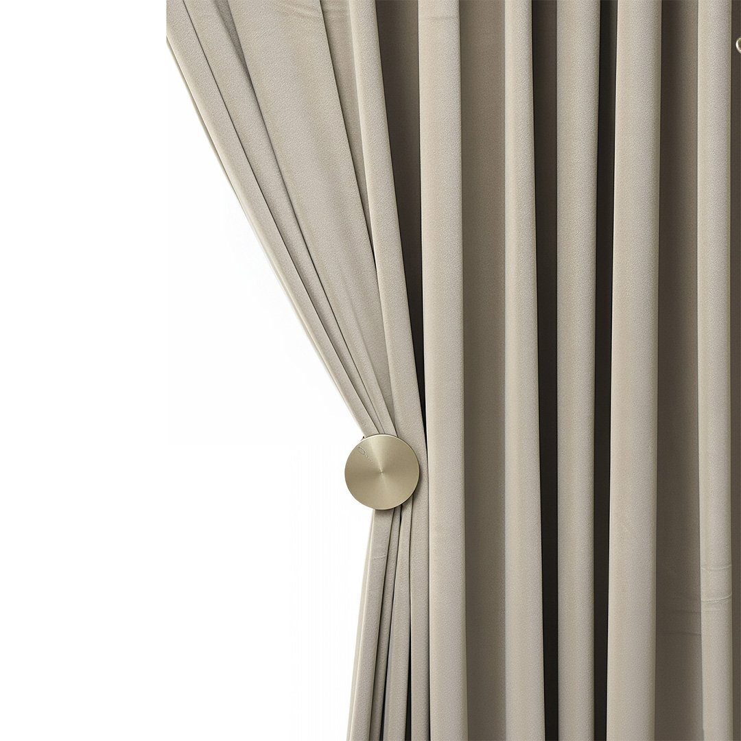 Anydrape 300cm Beige Velvet Blackout Curtains for Living Room & Bedroom