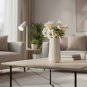 ANYDECO Flower Vase White Large Ribbed Nordic Style Pot Living Room Decor