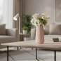 ANYDECO Flower Vase Pink Large Ribbed Nordic Style Pot Living Room Decor