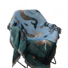Anycozy Blue Faux Cashmere Throw Blanket, Mermaid Pattern, 160x260cm