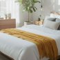 Anycozy Yellow Throw Blanket Knit Plaid Sofa Cover with Tassels 130x180cm