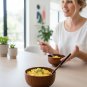 Anygleam Brown 4pcs Wooden Bowl Spoon Set Kitchen Tableware