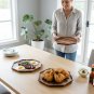 Anygleam Acacia Wood Serving Tray, Natural Diagonal Plate Tableware