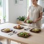 Anygleam Brown 2pcs Square Wooden Plate Serving Tray Food Kitchen Tableware