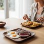 Anygleam Brown 2pcs Square Wooden Plate Serving Tray Food Kitchen Tableware