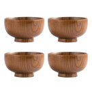 Anygleam Brown 4pcs Wooden Bowls Food Kitchen Tableware Anygleam Brown 4pcs Wooden Bowls Food Kitchen Tableware