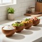 Anygleam Brown 4pcs Wooden Bowls Food Kitchen Tableware