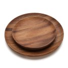 Anygleam Natural Wood 2pcs Round Wooden Plate Food Kitchen Tableware