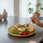 Anygleam Natural Wood 3pcs Round Wooded Plates Food Kitchen Tableware