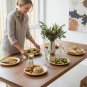 Anygleam Natural Wood 3pcs Round Wooded Plates Food Kitchen Tableware