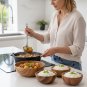 Anygleam Natural Wood Large Acacia Wood Salad Soup Bowl Food Kitchen Tableware