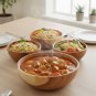 Anygleam Natural Wood Large Acacia Wood Salad Soup Bowl Food Kitchen Tableware