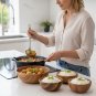 Anygleam Natural Wood Medium Acacia Wood Salad Soup Bowl Food Kitchen Tableware