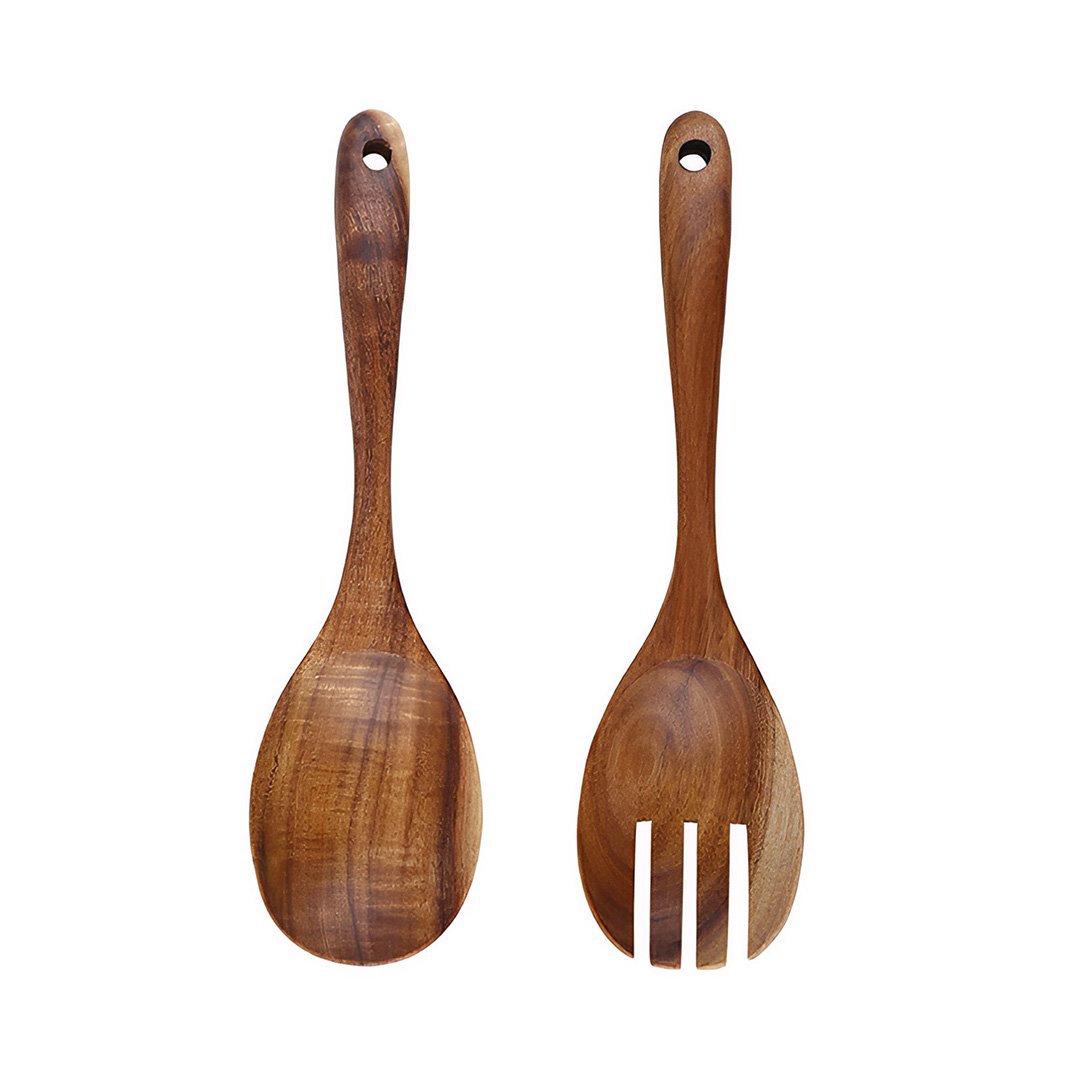 Anygleam Brown Wooden Spoon and Fork Set &acirc;�� 2pcs Tableware