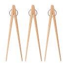 Anygleam Natural Wood 3pcs Wooden Tong Food Kitchen Tableware