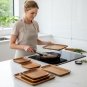 Anygleam Brown 6pcs Acacia Wood Plate Food Kitchen Tableware