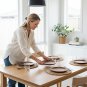 Anygleam Dark Brown 4pcs Wooden Plate Serving Tray Food Kitchen Tableware