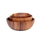 Anygleam Brown 3pcs Wooden Bowl Set Food Kitchen Tableware Anygleam Brown 3pcs Wooden Bowl Set Food Kitchen Tableware
